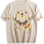 Coastal Granddaughter Sun-faded Moth & Botanical Ultra Vintage Washed T-Shirt in Beige