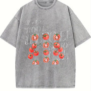 Tomato 90s Retro ® Y2k Tomato Cute Vintage Washed T-Shirt in Gray