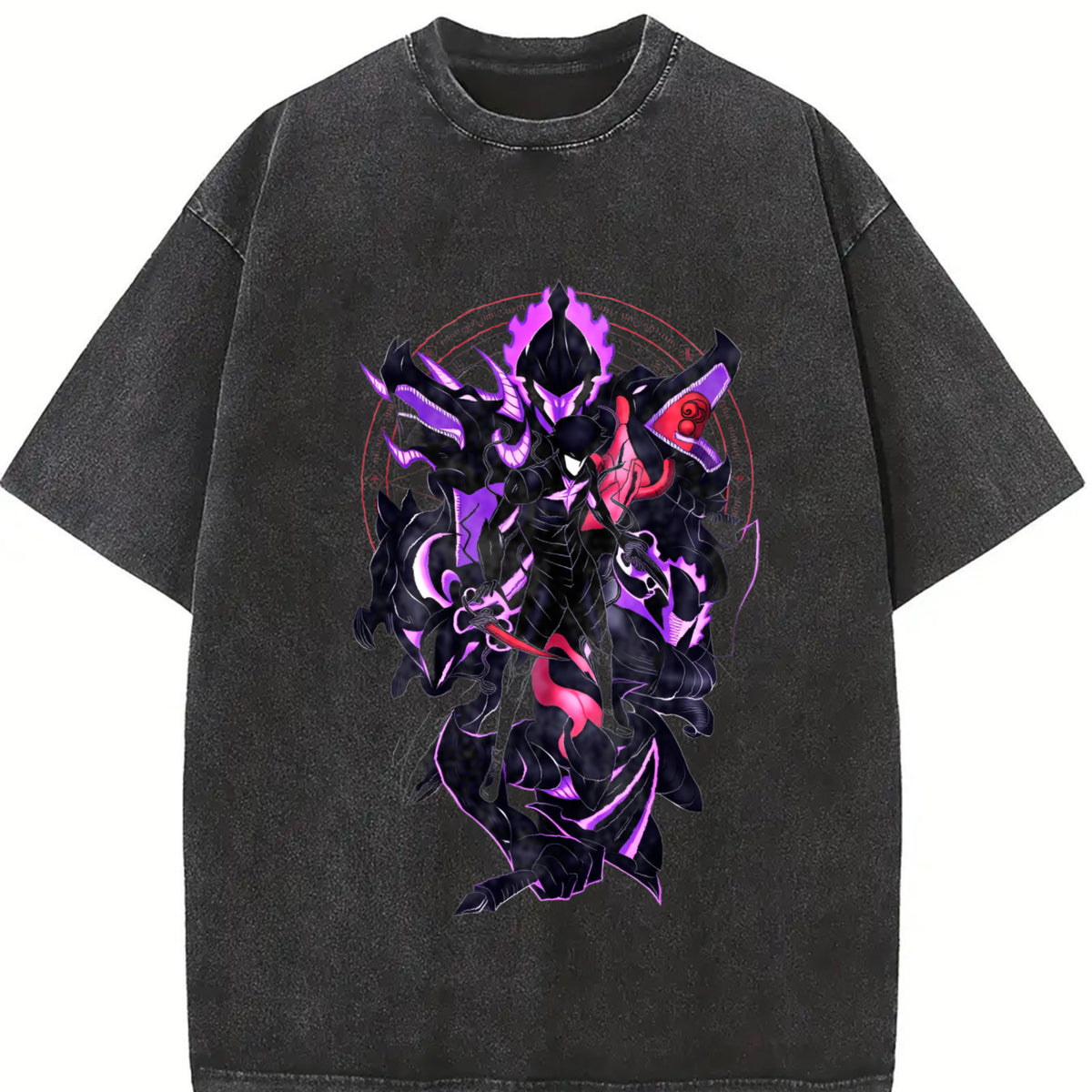 Retro Limited Sung Jin Woo Bellion - Solo Leveling Wash vintage washed oversized T-shirt in Black