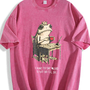 I Have to Say Weird Stuff or I'll Die Frog Vintage Washed T-Shirt in Red