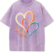 Interlocking Hearts Vintage Washed T-Shirt in Purple