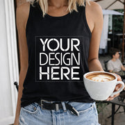 Your Here Crew-neck Sleeveless Vest Outdoor Women's Color Cotton Tank Top in Black