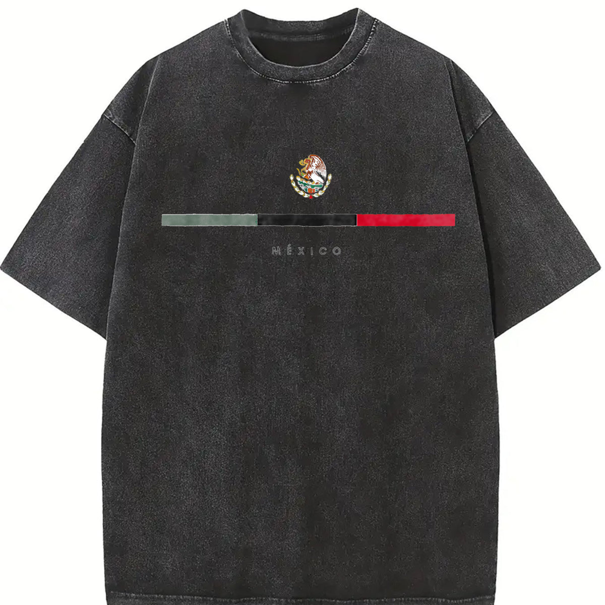 Mexican Flag Celebratory and Machine Washability vintage washed oversized T-shirt in Black