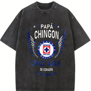 Papa Chingon Cruz Azul Soccer Vintage Washed T-Shirt in Black