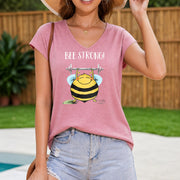 Bee Strong Cartoon Bee Lifting Barbell Tank Women's Color Cotton Tank Top in Pink