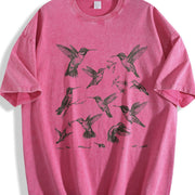 Hummingbird 90s Tattoo Vintage Washed T-Shirt in Red