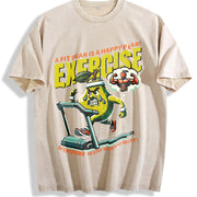A Fit Pear Is a Happy Pear Exercise Vintage Washed T-Shirt in Beige