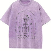 Positive Self-care Vintage Washed T-Shirt in Purple