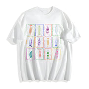 Sardines Tin Fish 90s Tomato Girl Ocean Coastal Grandma Cotton T-Shirt in White