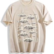 Perch Fish 90s Retro ® Fisherman Y2k Vintage Washed T-Shirt in Beige