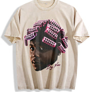 BIG WORM vintage washed oversized T-shirt in Beige