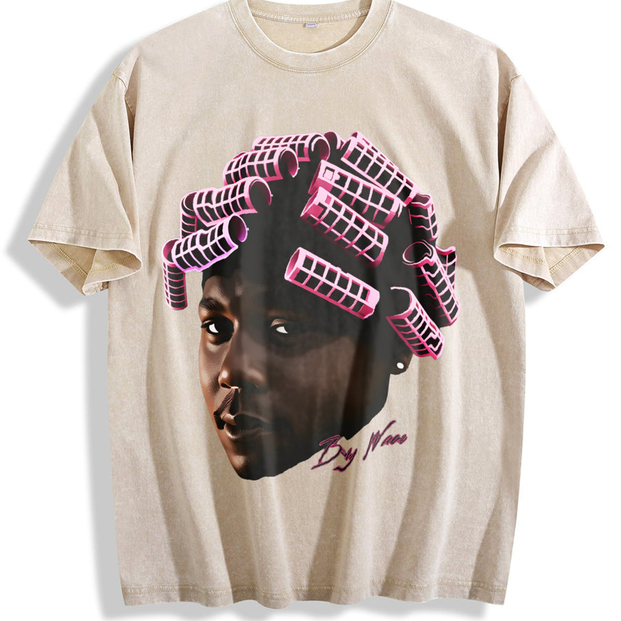 BIG WORM vintage washed oversized T-shirt in Beige