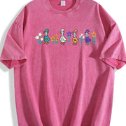 Halloween Goose Embroidered Vintage Washed T-Shirt in Red