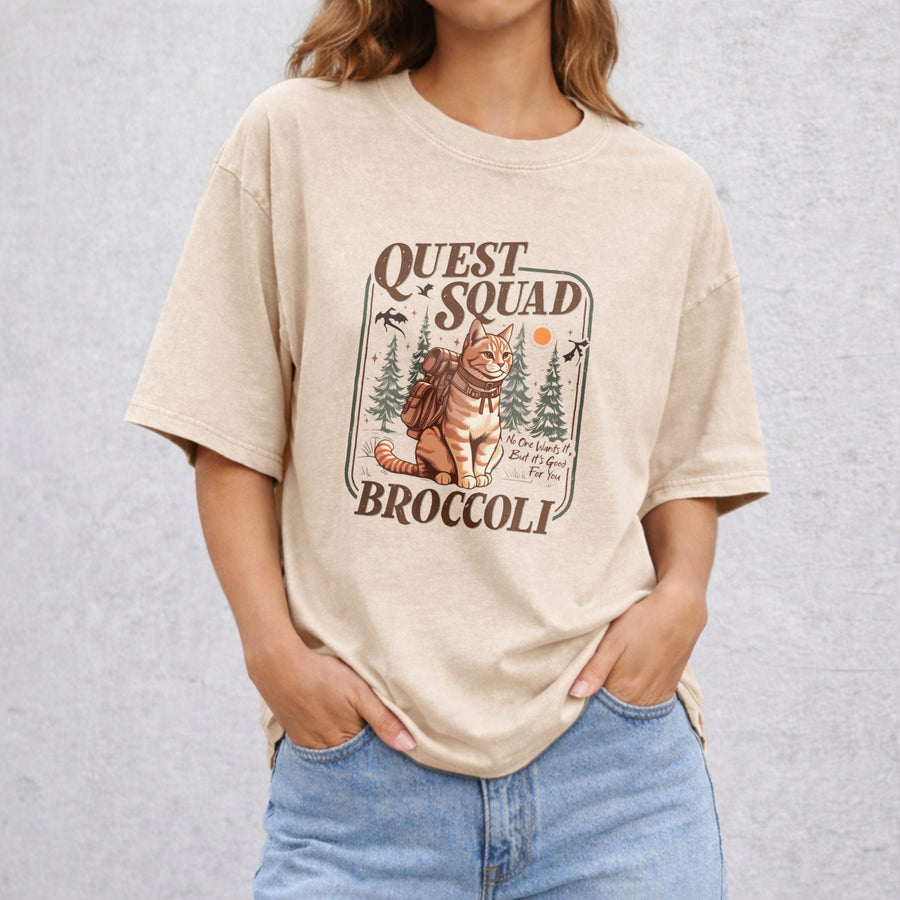 Onyx Storm Quest Squad Broccoli vintage washed oversized T-shirt in Beige