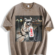 Raccoons Diet Coke Vintage Washed T-Shirt in Brown