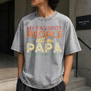 Grandpa with Grandkids Names Vintage Washed T-Shirt in Gray