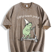 Pre K Grade Teacher Vintage Washed T-Shirt in Brown