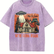 Retro UFO Get in Loser We're Going Insane Y2k Vintage Washed T-Shirt in Purple