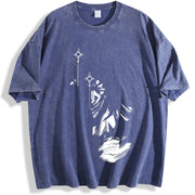 Eren Yeager Attack on Titan Ver 2 vintage washed oversized T-shirt in Blue