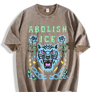 Abolish ICE – Satirical Political vintage washed oversized T-shirt in Brown