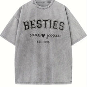 Custom Bestie Personalized Bestie Vintage Washed T-Shirt in Gray