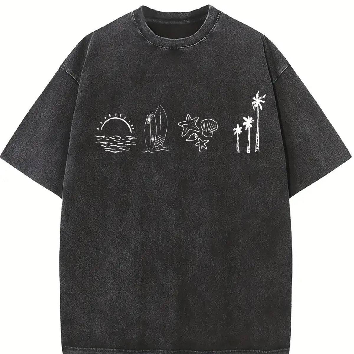 Surfer Ocean ® 90s Vintage Washed T-Shirt in Black