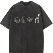 Surfer Ocean ® 90s Vintage Washed T-Shirt in Black