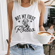 Not My First Rodeo Women's Color Cotton Tank Top in White