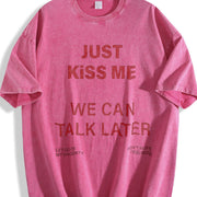 Just Text Tank Milk Sleeveless Vintage Washed T-Shirt in Red