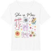 She Is Mom: Christian Floral Cotton T-Shirt in White