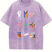 Big Fan of Human Rights vintage washed oversized T-shirt in Purple