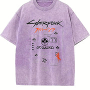 Wash Cyber Metal Phantom Liberty Video Game Metalhead Fan vintage washed oversized T-shirt in Purple