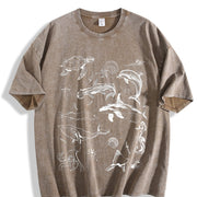 Sea Animals 90s Retro ® Y2k Ocean Vintage Washed T-Shirt in Brown