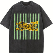 Tiger Beach Towel: Tropical Poolside Blanket Vintage Washed T-Shirt in Black