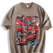 ZestLoop Red Truck Build Blend for Diesel Truck Builders Vintage Washed T-Shirt in Brown