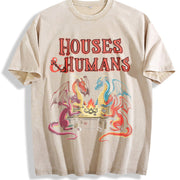 Houses and Humans RPG DnD Class D&D vintage washed oversized T-shirt in Beige