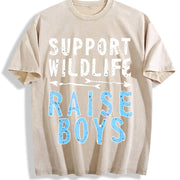 Support Wildlife Raise Boys Vintage Washed T-Shirt in Beige