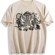 Retro UFO Desert 90s Vintage Washed T-Shirt in Beige