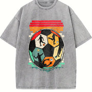 Soccer Player Collage Ball Vintage Washed T-Shirt in Gray