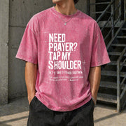 Need Prayer Tap My Shoulder Bible Verse Christian on Back Vintage Washed T-Shirt in Red