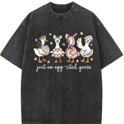 Just an Egg-Cited Goose vintage washed oversized T-shirt in Black