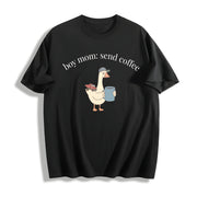 Boy Mom: Send Coffee Cotton T-Shirt in Black