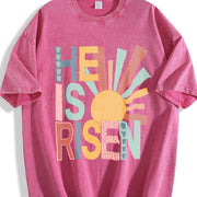 Easter Elegant Sun Element HE IS RISEN Vintage Washed T-Shirt in Red