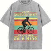 Never Underestimate an Old Man on a Bike Vintage Washed T-Shirt in Gray