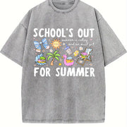 Schools Out Vintage Washed T-Shirt in Gray
