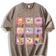 Retro Channel Movie Television Vintage Washed T-Shirt in Brown