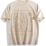 Consider How Wildflowers Grow Bible Outdoor Sports vintage washed oversized T-shirt in Beige