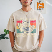 Just a Dad Who Always Came Back with the Milk Vintage Washed T-Shirt in Beige