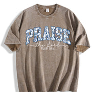 2026230g Faithful Believer Knot Vintage Washed T-Shirt in Brown