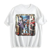 Retro Christmas Horror Movies Cotton T-Shirt in White